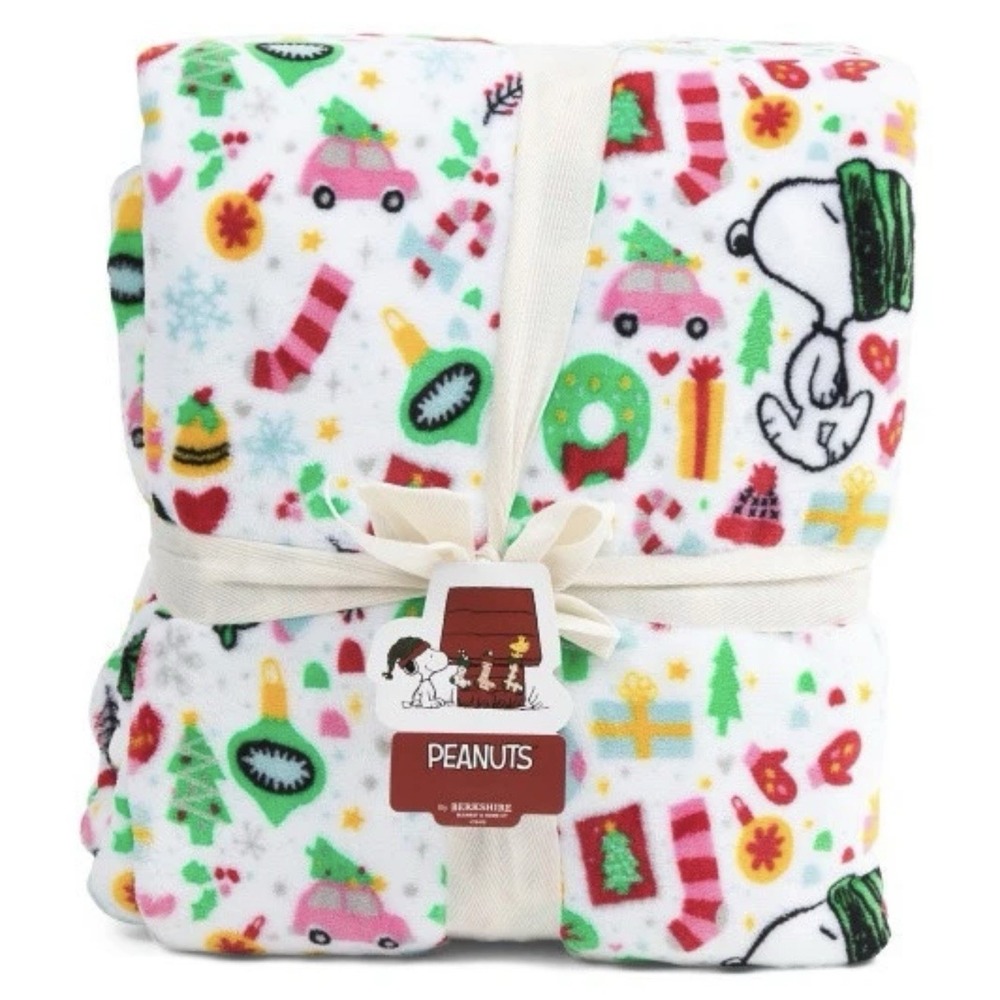 Peanuts Snoopy Holiday Icons Full/Queen Berkshire Blanket 90" x 90" NWT
